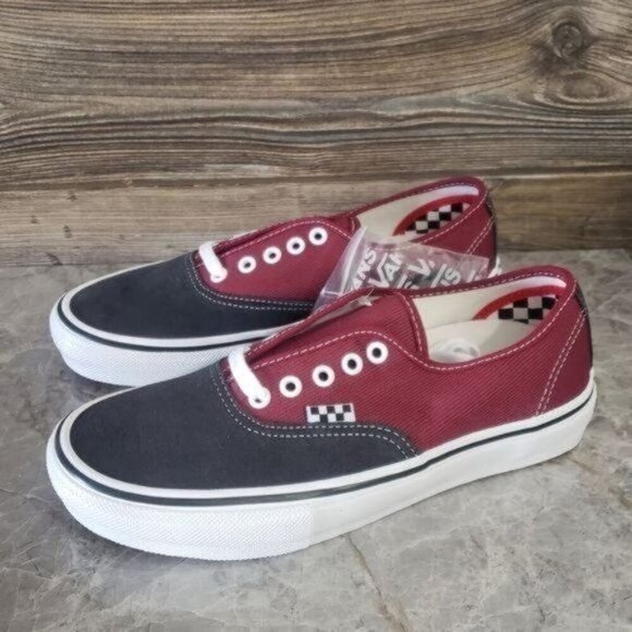 New Vans Skate Authentic Red Sneakers Skater Grunge Casual Colorblock Shoes - Picture 6 of 8